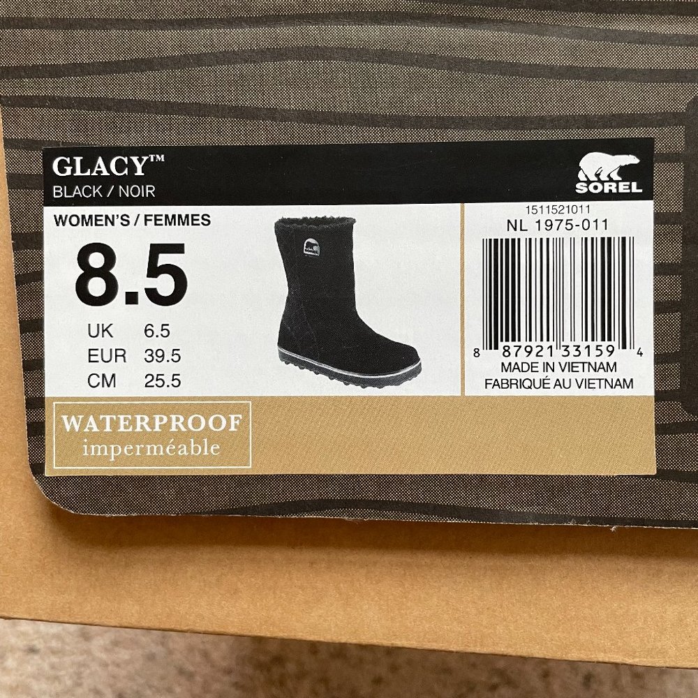 🖤 RARE Women's 8.5 Black Suede Leather Sorel Glacy Winter Snow Boots 🖤